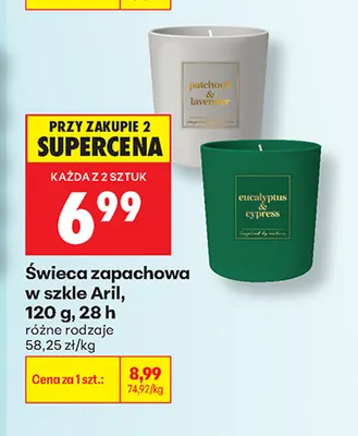 Świeca zapachowa w szkle Aril 28h promocja w Biedronka