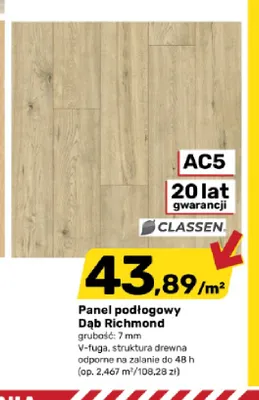 Panel podłogowy Dąb Richmond Classen promocja w Bricomarche