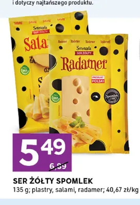 Ser żółty Serenada Salami plastry promocja w Stokrotka