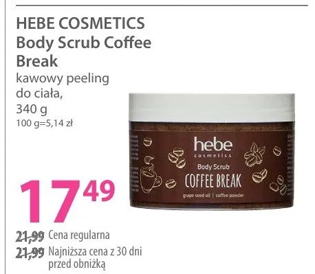 Kawowy peeling do ciała Body Scrub Coffee Break promocja w Hebe