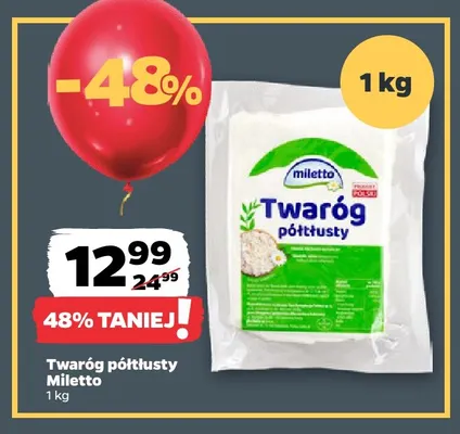 Twaróg półtłusty Miletto promocja w Netto