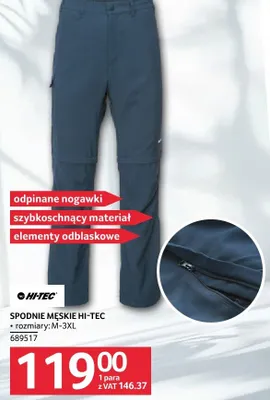 Spodnie męskie HI-TEC rozmiary M-3XL promocja w Selgros