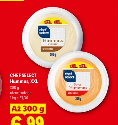 Hummus classic Chef Select XXL promocja w Lidl