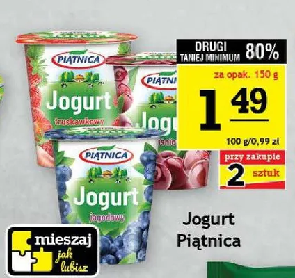 Jogurt truskawkowy Piątnica promocja w Gram Market