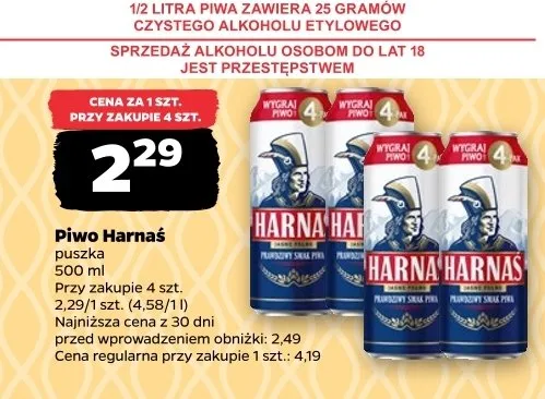 Piwo Harnaś Jasne Pełne promocja w Netto