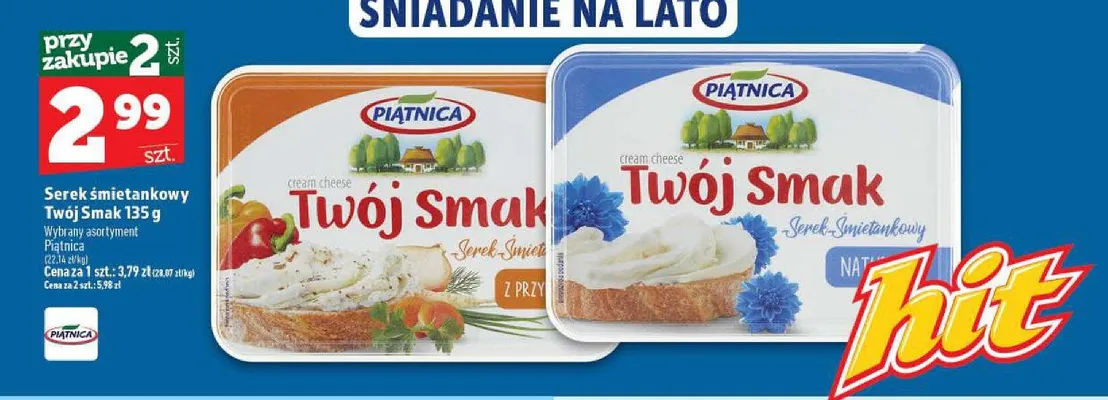 Serek śmietankowy Twój Smak naturalny Piątnica promocja w TOPAZ