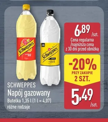 Napój gazowany Schweppes promocja w Aldi