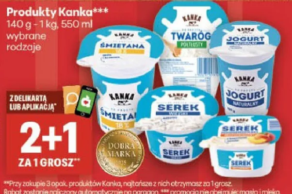 Produkty Kanka - twaróg, śmietana, serek, jogurt promocja w Delikatesy Centrum