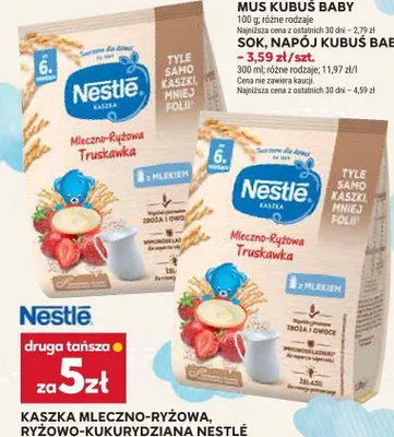 Kaszka mleczno-ryżowa Nestlé truskawkowa promocja w Stokrotka