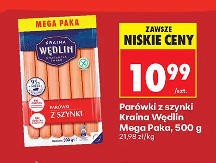 Parówki z szynki Mega Paka Kraina Wędlin promocja w Biedronka