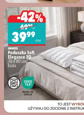 Poduszka Soft Elegance 3D 70x80 cm biała Smukee promocja w Biedronka Home