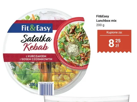 Sałatka kebab z kurczakiem i sosem czosnkowym Fit & Easy promocja w Dino
