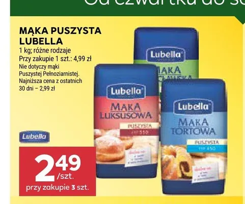 Mąka Puszysta Luksusowa Lubella promocja w Stokrotka