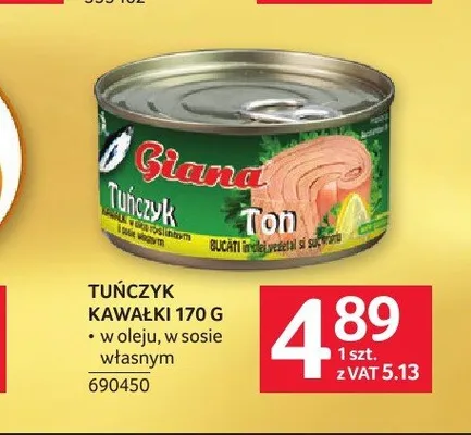 Tuńczyk kawałki w oleju Giana promocja w Selgros