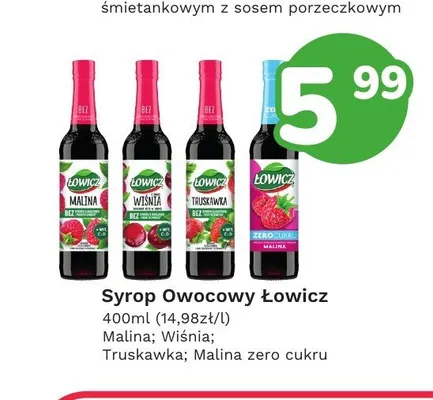 Syrop owocowy truskawkowy Łowicz promocja w Limonka