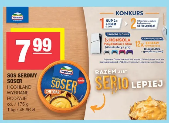 Sos serowy Soser Hochland promocja w SPAR