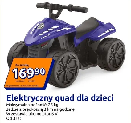 Elektryczny quad dla dzieci promocja w Action