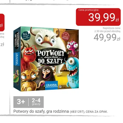 Gra rodzinna Potwory do szafy promocja w Smyk