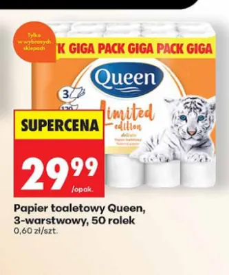 Papier toaletowy Queen 3-warstwowy 50-pak promocja w Biedronka