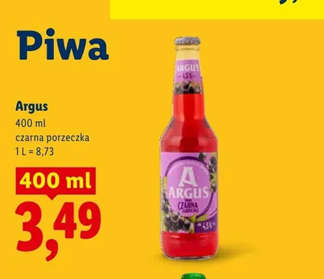 Piwo Argus czarna porzeczka promocja w Lidl