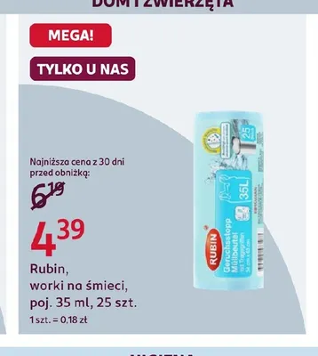 Worki na śmieci 35 l Rubin promocja w Rossmann