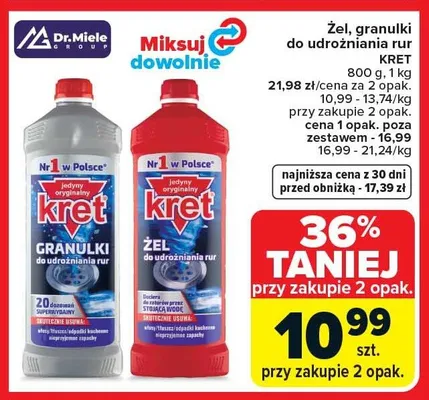 Granulki do udrożniania rur KRET promocja w Carrefour Market