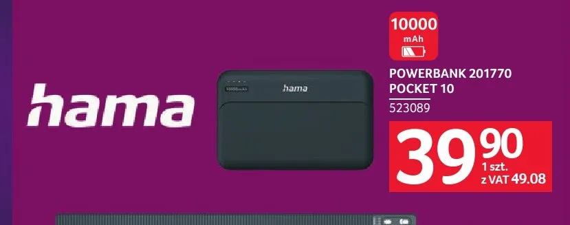 Powerbank Hama Pocket 10 201770 promocja w Selgros