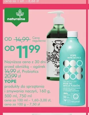 Płyn do naczyń Yope Ogórek promocja w Super-Pharm