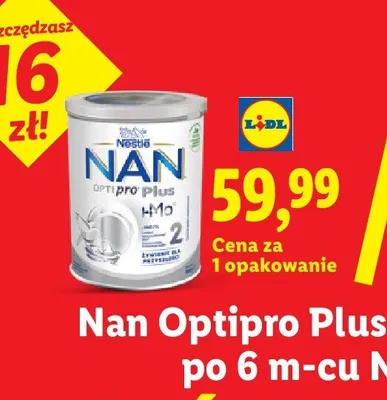 Mleko modyfikowane NAN Optipro Plus HMO 2 po 6 m-cu promocja w Lidl