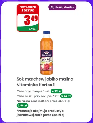 Sok marchew jabłko malina Vitaminka Hortex promocja w Dino