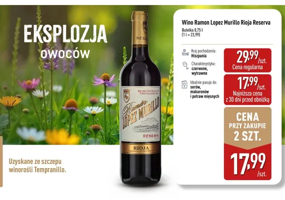 Wino Ramon Lopez Murillo Rioja Reserva promocja w Aldi