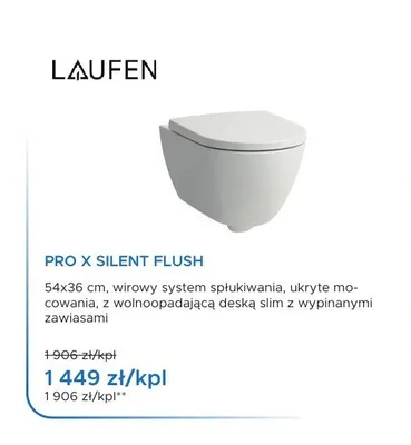 Miska WC wisząca Laufen Pro X Silent Flush z deską promocja w Blu Salony Łazienek
