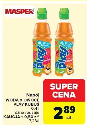 Napój woda & owoce Play Kubuś promocja w Carrefour
