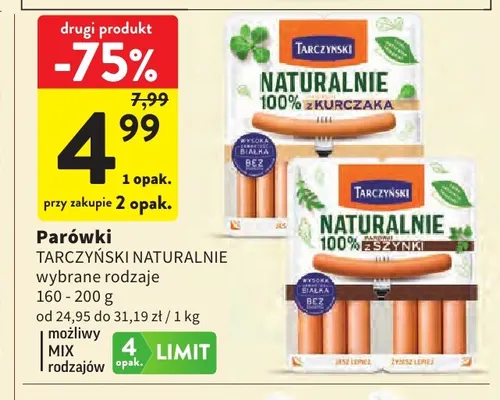 Parówki 100% z kurczaka Tarczyński Naturalnie promocja w Intermarche