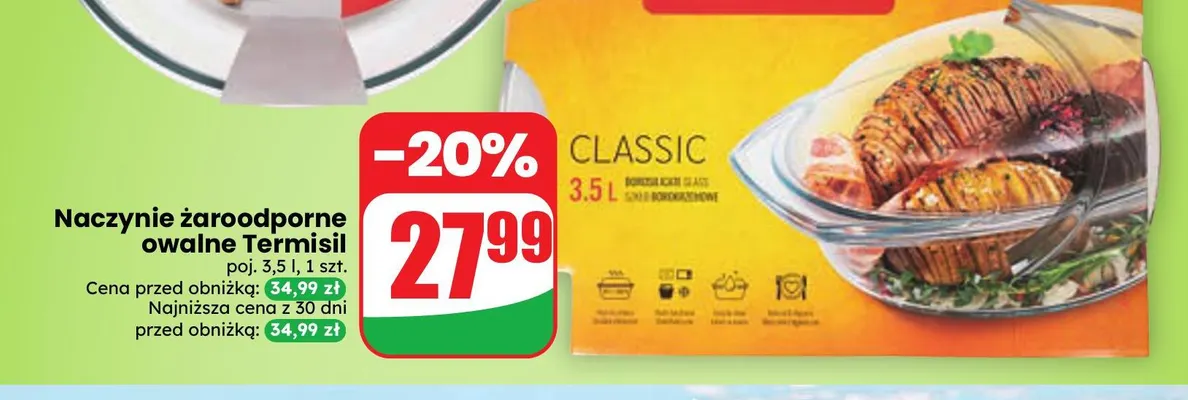 Naczynie żaroodporne owalne Termisil 3,5 l promocja w Dino