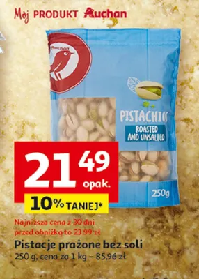 Pistacje prażone bez soli promocja w Auchan