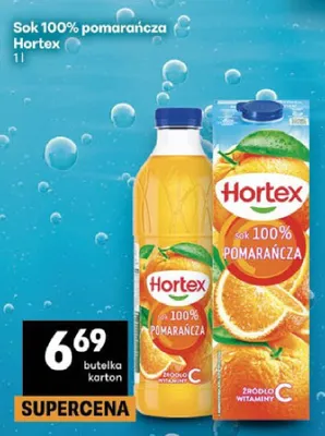 Sok 100% pomarańcza Hortex promocja w Delikatesy Centrum