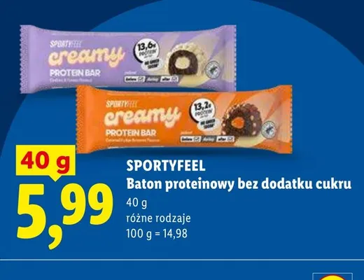 Baton proteinowy bez dodatku cukru Sportyfeel promocja w Lidl
