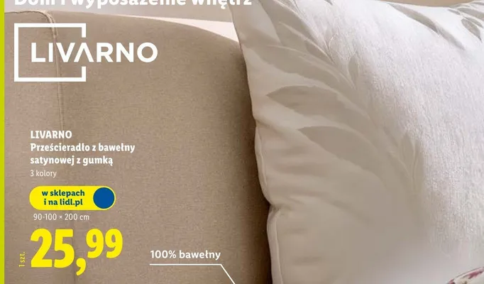 Prześcieradło z bawełny satynowej z gumką 90-100×200 cm promocja w Lidl