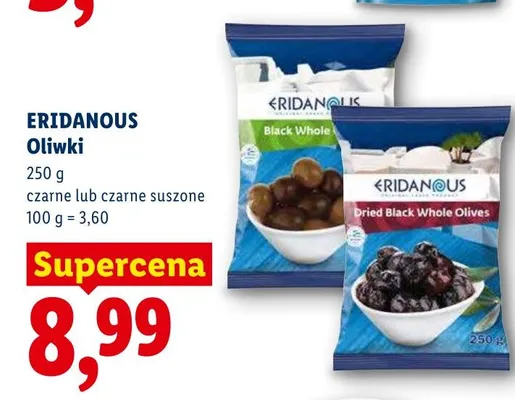 Oliwki czarne Eridanous promocja w Lidl