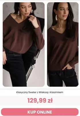 Klasyczny sweter z wiskozą i kaszmirem Reneé promocja w Renee