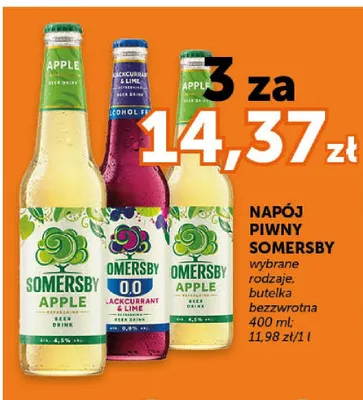 Napój piwny bezalkoholowy Somersby 0,0% Blackcurrant & Lime promocja w Euro Sklep
