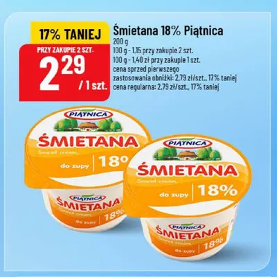 Śmietana 18% Piątnica promocja w POLOmarket