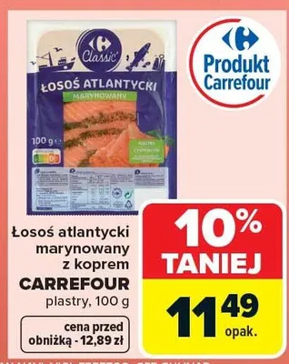 Łosoś atlantycki marynowany z koprem plastry promocja w Carrefour