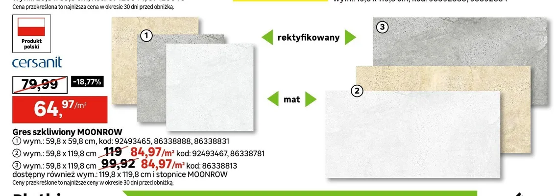 Gres szkliwiony Moonrow Cersanit 59,8x59,8 cm promocja w Leroy Merlin