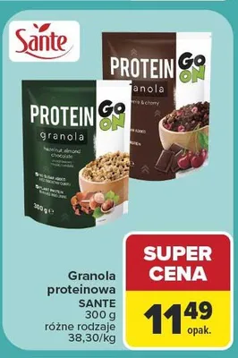 Granola proteinowa Sante Go On orzech laskowy migdał czekolada promocja w Carrefour