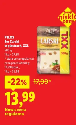 Ser Carski w plastrach XXL Pilos promocja w Lidl