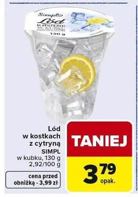 Lód w kostkach z cytryną SIMPL w kubku promocja w Carrefour Market