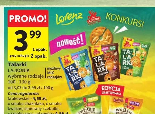 Talarki o smaku sera i jalapeño Lajkonik promocja w Intermarche