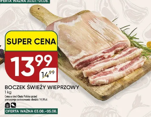 Boczek świeży wieprzowy promocja w Chata Polska